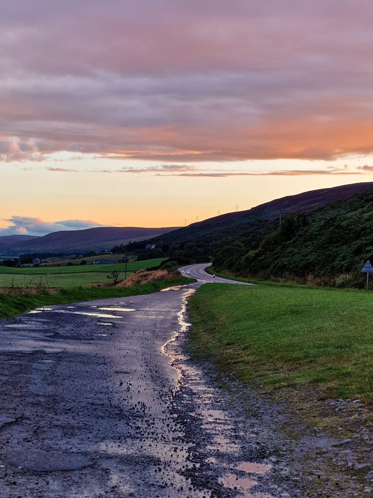 A9 Loth layby at sunset. 